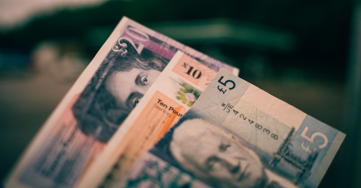A fan of British pound banknotes