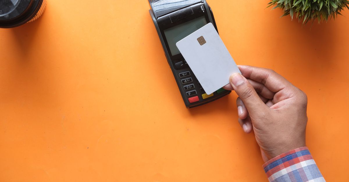 A contactless card payment on a handheld terminal